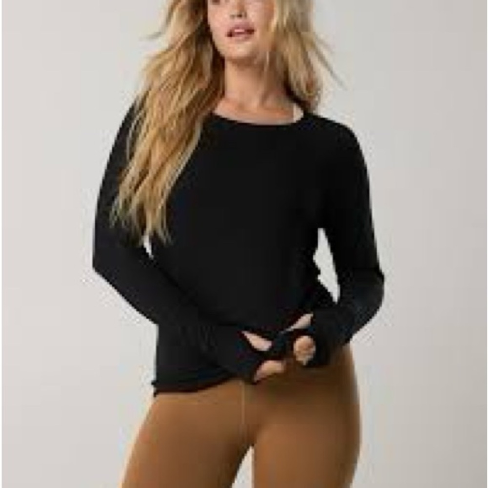 OFFLINE BY AERIE THUMBS UP RIBBED RAGLAN LONG SLEEVE